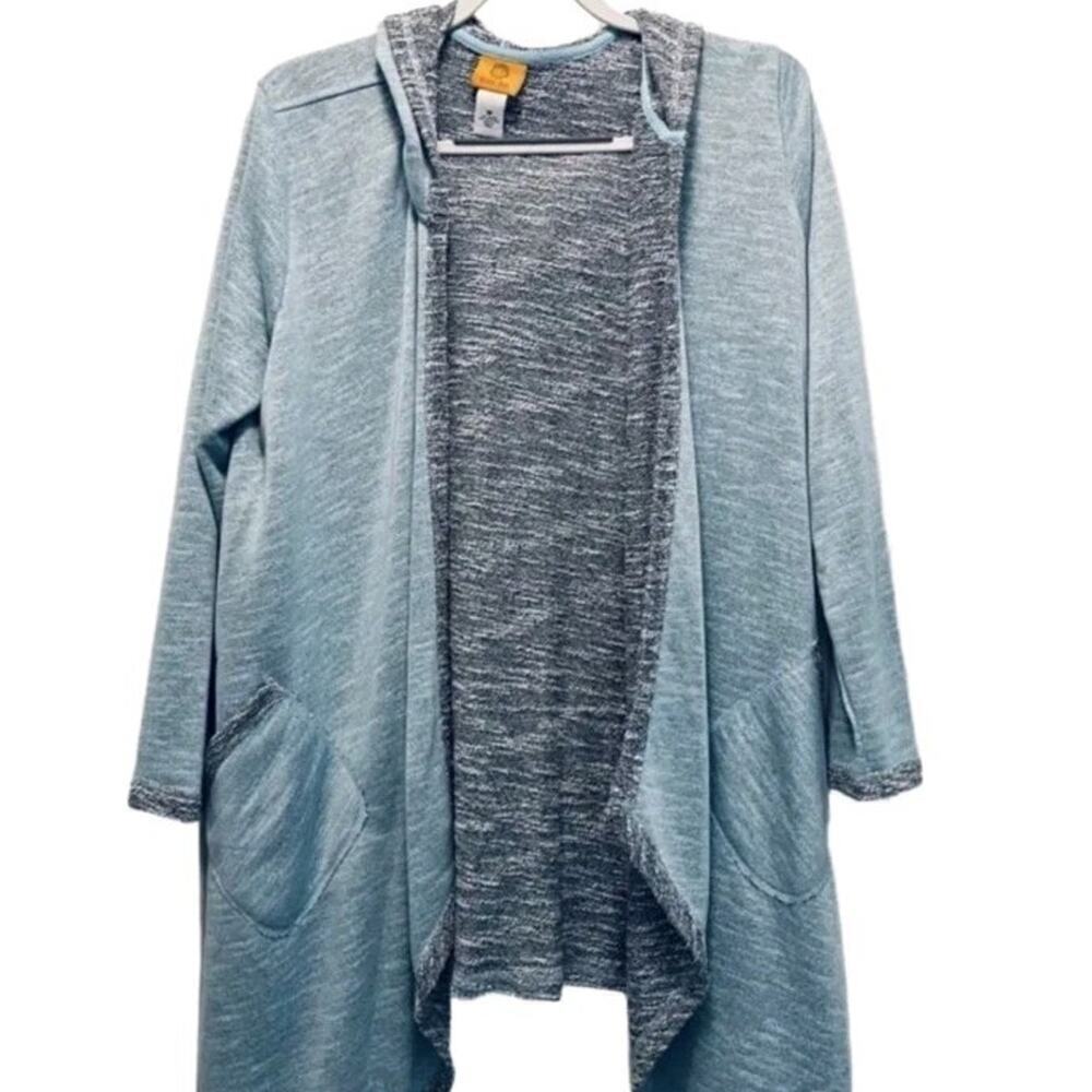 Ruby Rd Hoodie Open Cardigan Blue/Gray Pockets NWOT Med